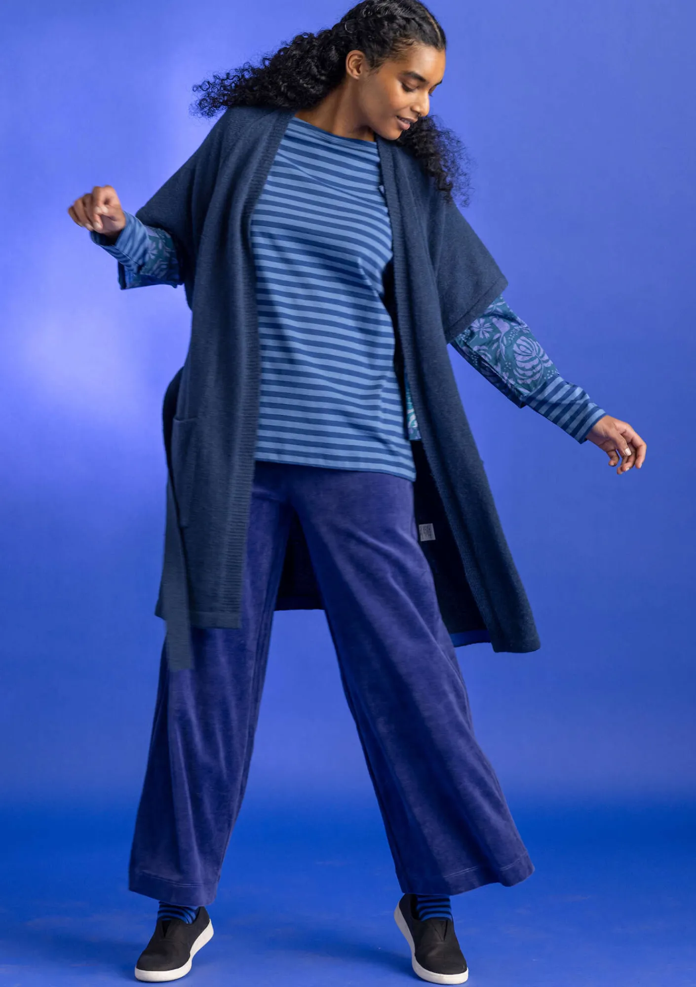 Gudrun Sjödén Pullover & Shirts>Basic-Streifenshirt aus Bio-Baumwolle Indigoblau-leinenblau