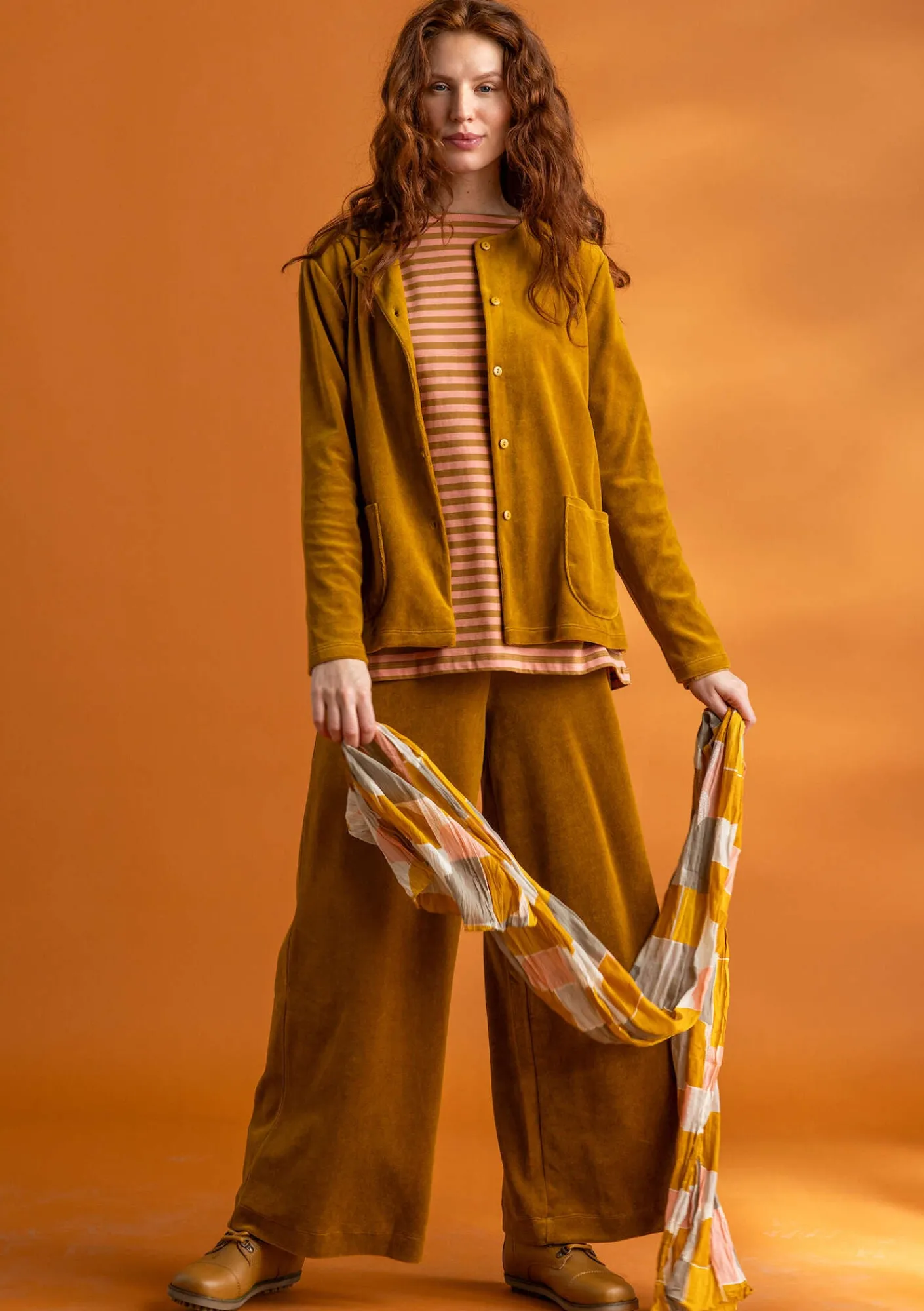 Gudrun Sjödén Pullover & Shirts>Basic-Streifenshirt aus Bio-Baumwolle Curry-lilie