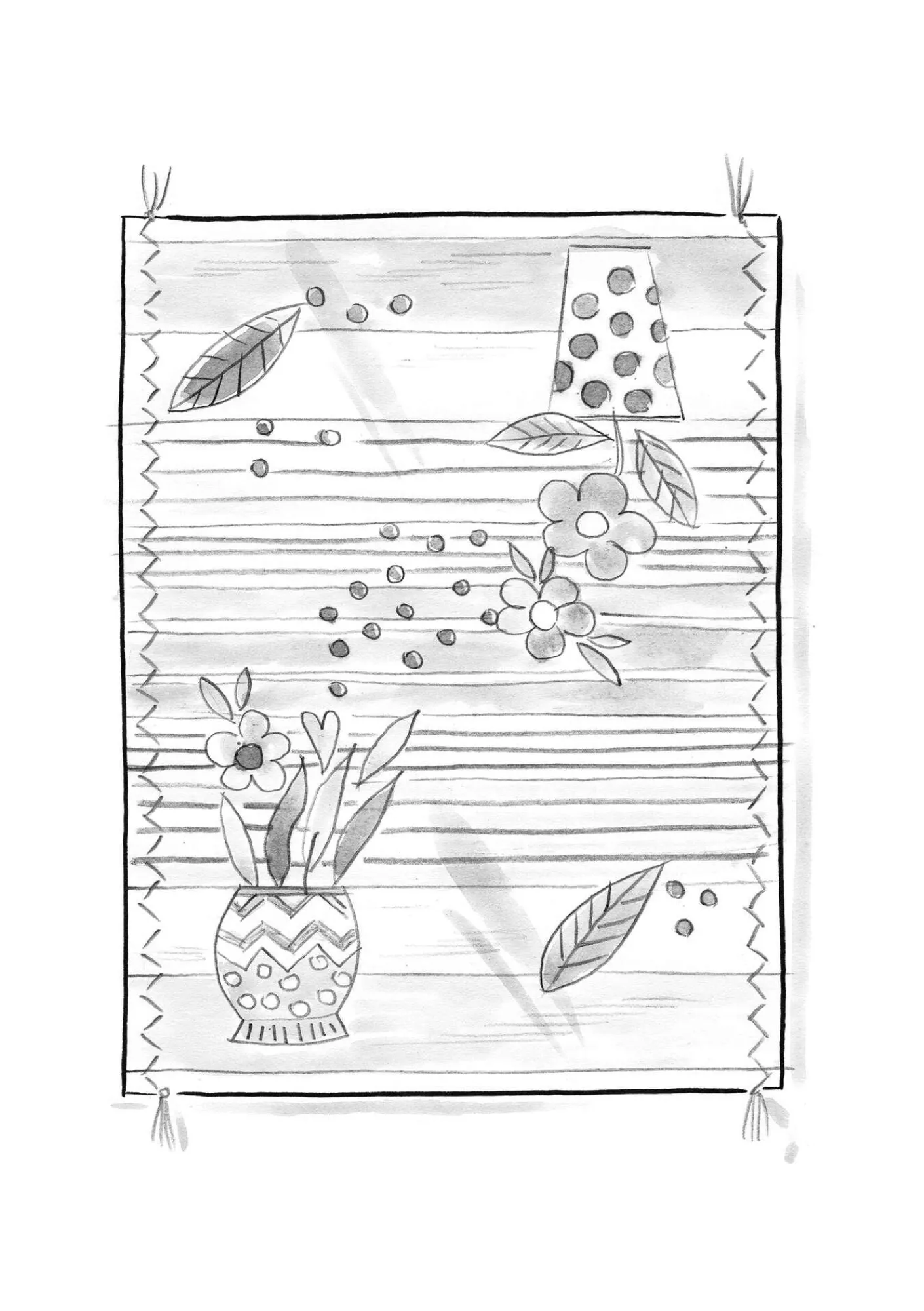 Gudrun Sjödén Teppiche|Heimtextilien>Bestickter Teppich „Flower bed“ aus Bio-Baumwolle Aschgrau