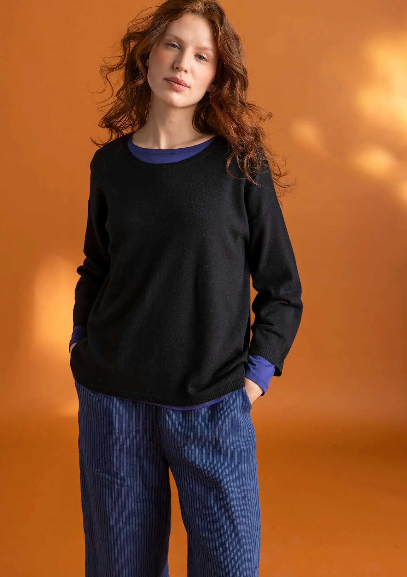 Gudrun Sjödén Hosen>Hose „Asta“ aus Leinengewebe Indigo-gestreift