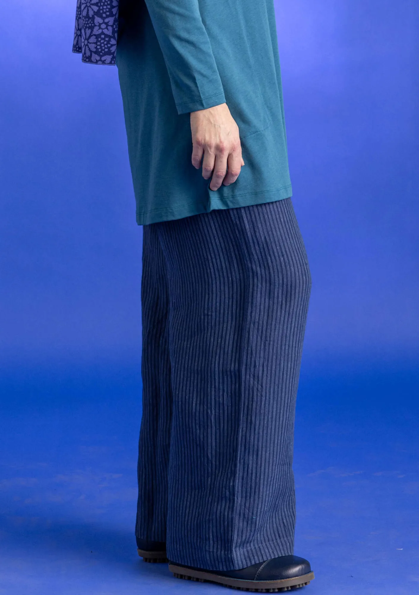 Gudrun Sjödén Hosen>Hose „Asta“ aus Leinengewebe Indigo-gestreift