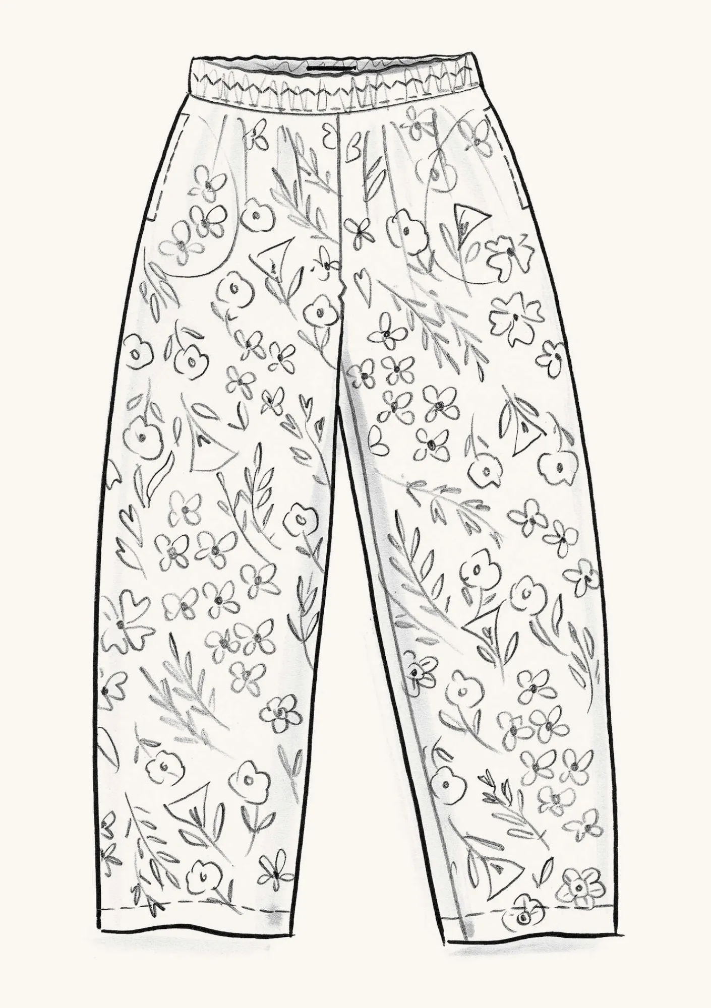 Gudrun Sjödén Hosen>Hose „Margit“ aus Leinen/Modal-Gewebe Vanille-bedruckt