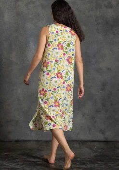 Gudrun Sjödén Kleider>Jerseykleid „Midsommarsol“ aus Bio-Baumwolle Holunderblüte