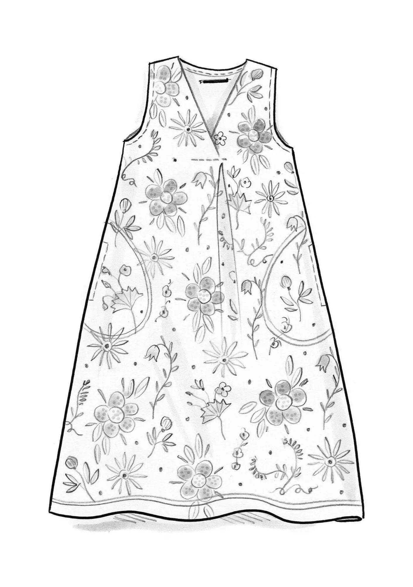 Gudrun Sjödén Kleider>Jerseykleid „Midsommarsol“ aus Bio-Baumwolle Holunderblüte