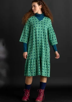 Gudrun Sjödén Kleider>Jerseykleid „Tyra“ aus Bio-Baumwolle/Modal Malachit-gemustert