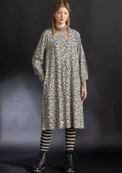 Gudrun Sjödén Kleider>Jerseykleid „Ylva“ aus Bio-Baumwolle/Elasthan Schwarz-gemustert