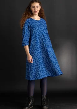 Gudrun Sjödén Kleider>Jerseykleid „Ylva“ aus Bio-Baumwolle/Elasthan Leinenblau-gemustert