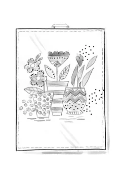 Gudrun Sjödén Küche & Esszimmer|Heimtextilien>Küchentuch „Flower pots“ aus Bio-Baumwolle Graulila