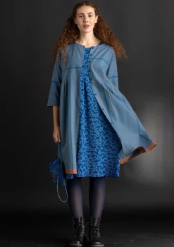 Gudrun Sjödén Kleider>Kleid „Ava” aus Bio-Baumwollgewebe Leinenblau