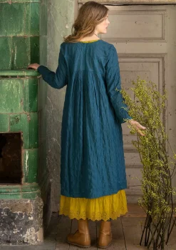 Gudrun Sjödén Kleider>Kleid „Helga“ aus Bio-Baumwollgewebe Dunkelpetrol