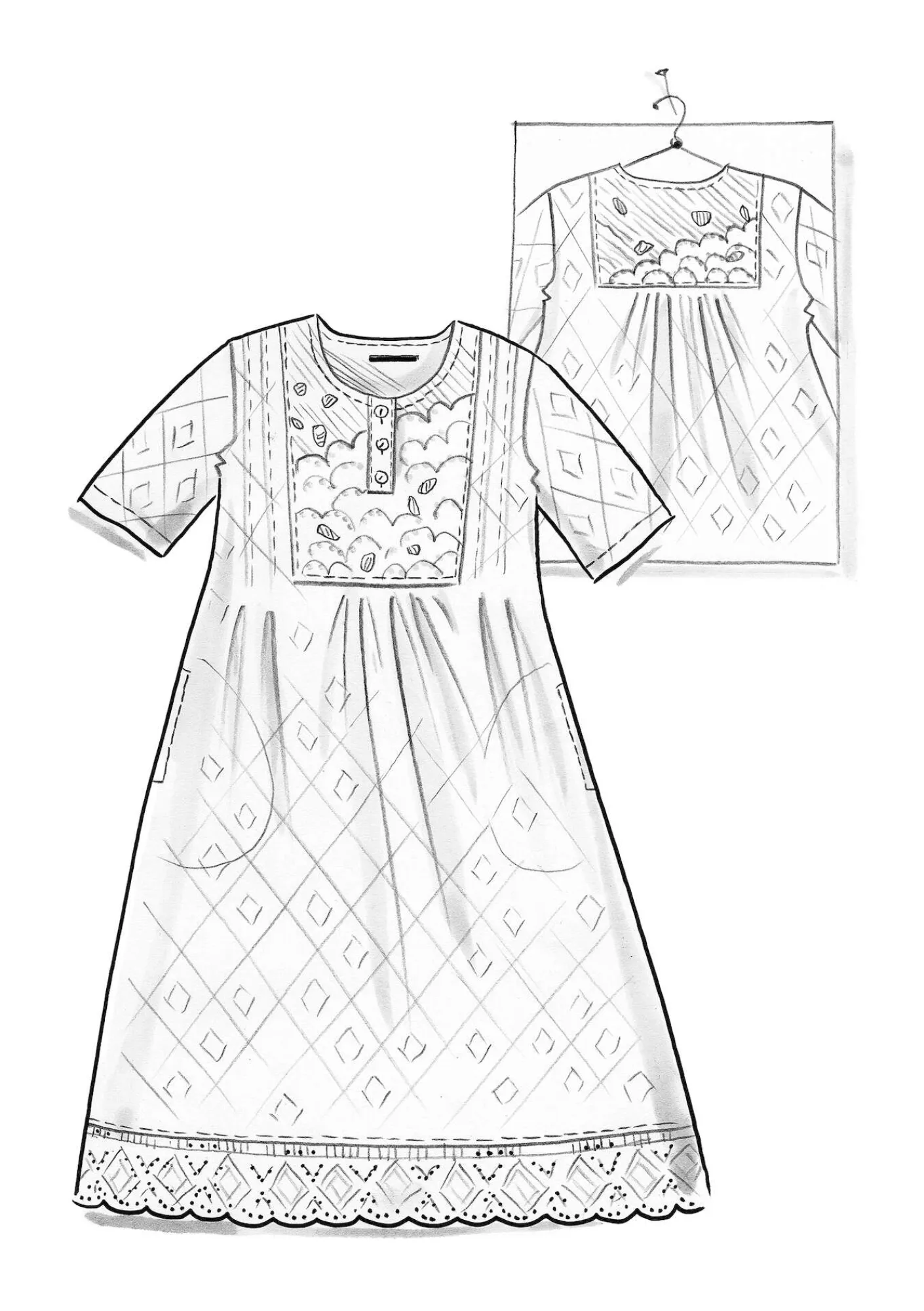 Gudrun Sjödén Kleider>Kleid „Strandfynd“ aus Bio-Baumwollgewebe Schwarz