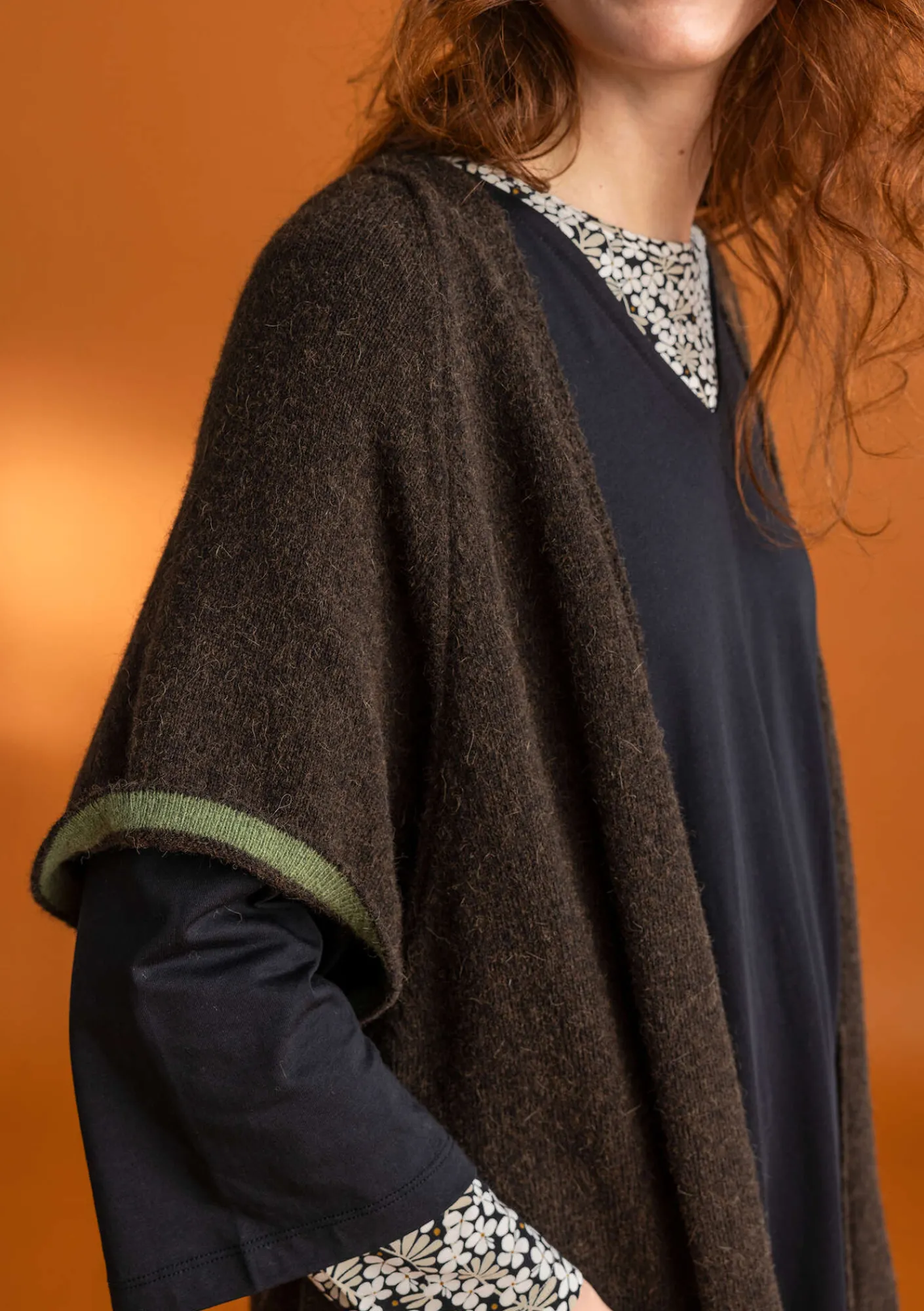 Gudrun Sjödén Strickjacken>Langstrickjacke aus Alpakagemisch Dunkelbraun-melange