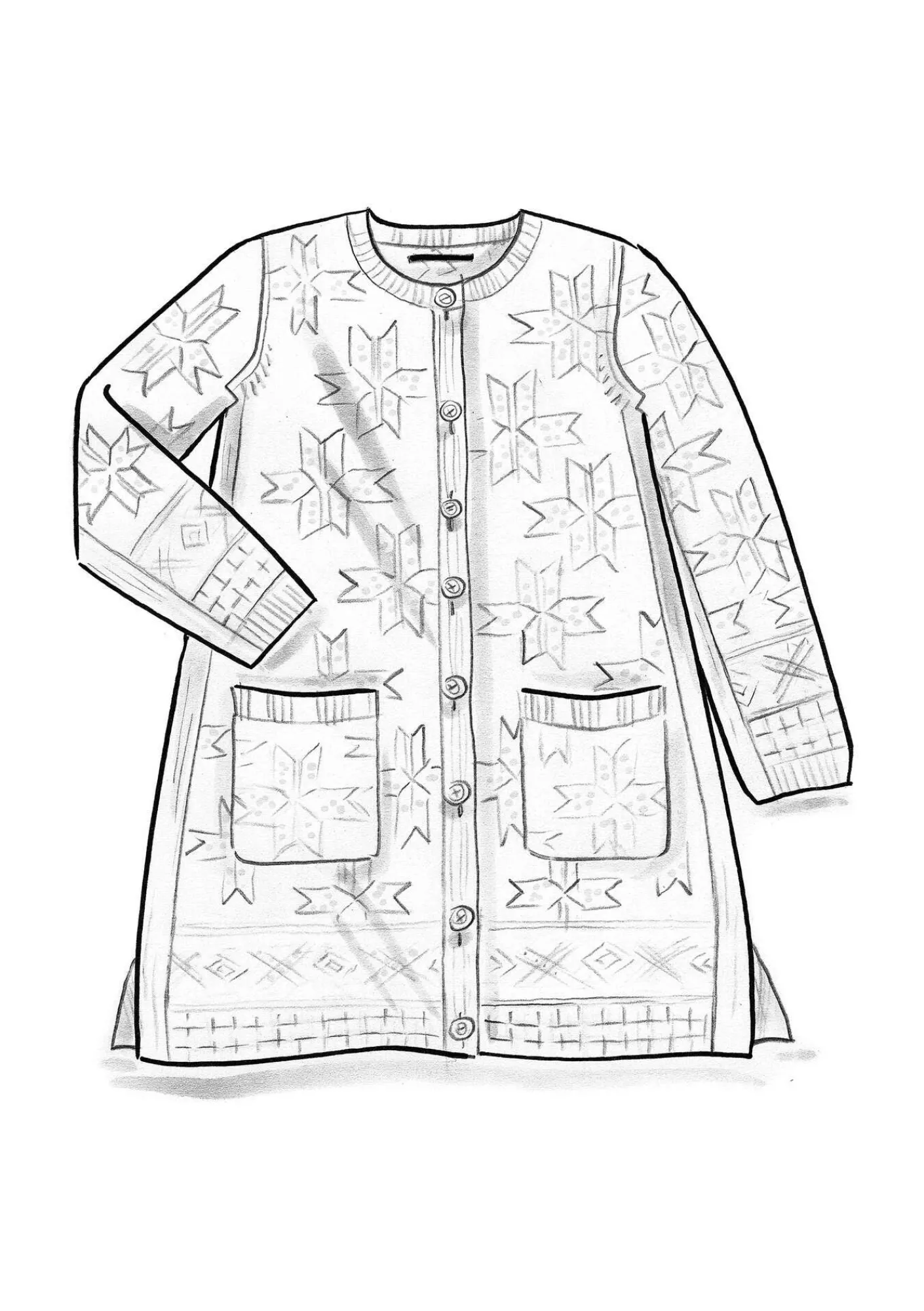 Gudrun Sjödén Strickjacken>Langstrickjacke „Capella“ aus Lammwolle Feder-genoppt