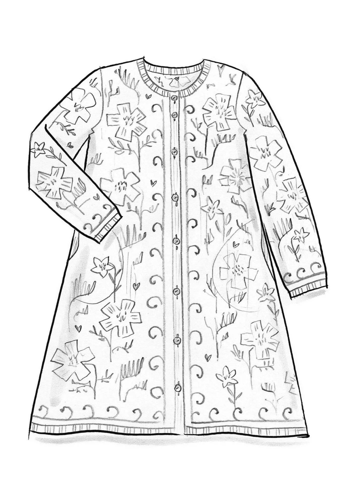 Gudrun Sjödén Strickjacken>Langstrickjacke „Gnistra“ aus Bio- und Recycling-Baumwolle/Alpakawollgemisch Schwarz