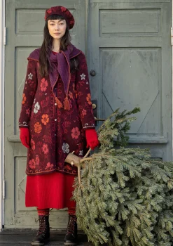 Gudrun Sjödén Strickjacken>Langstrickjacke „Gnistra“ aus Bio- und Recycling-Baumwolle/Alpakawollgemisch Aubergine