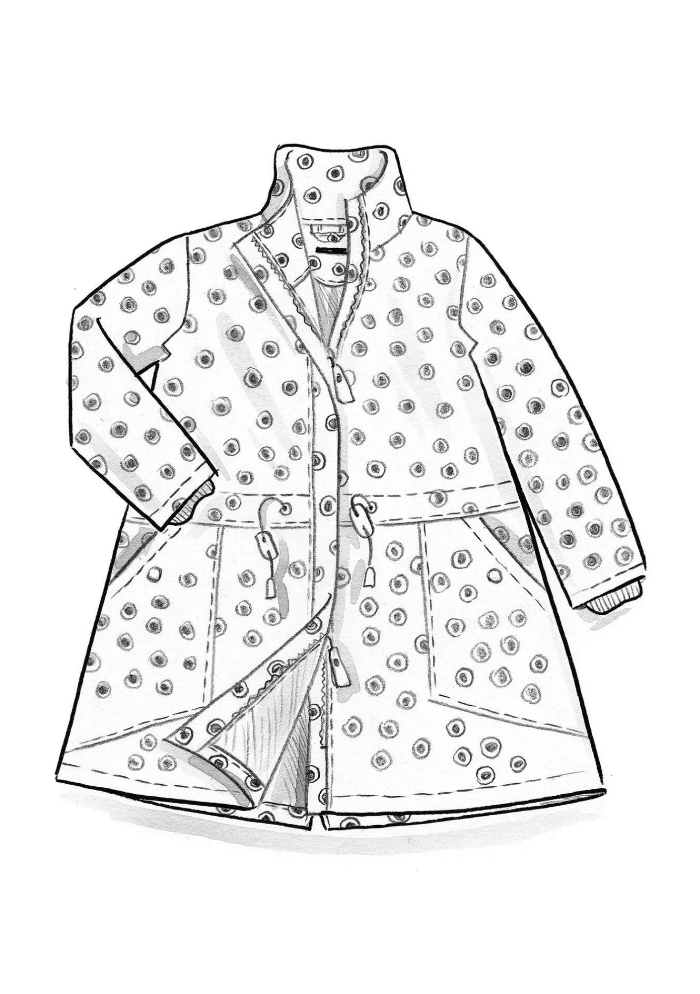Gudrun Sjödén Jacken & Mäntel>Parka „Lucy“ aus Bio-Baumwollgewebe Moosbeere-gemustert