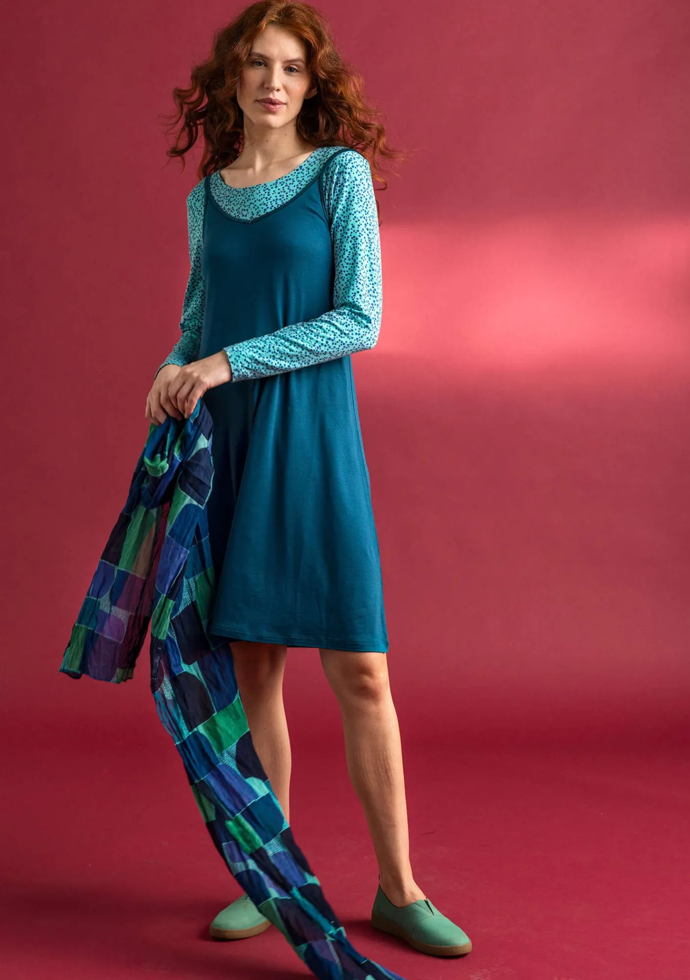 Gudrun Sjödén Kleider>Slipkleid aus Lyocell/Elasthan Dunkelpetrol
