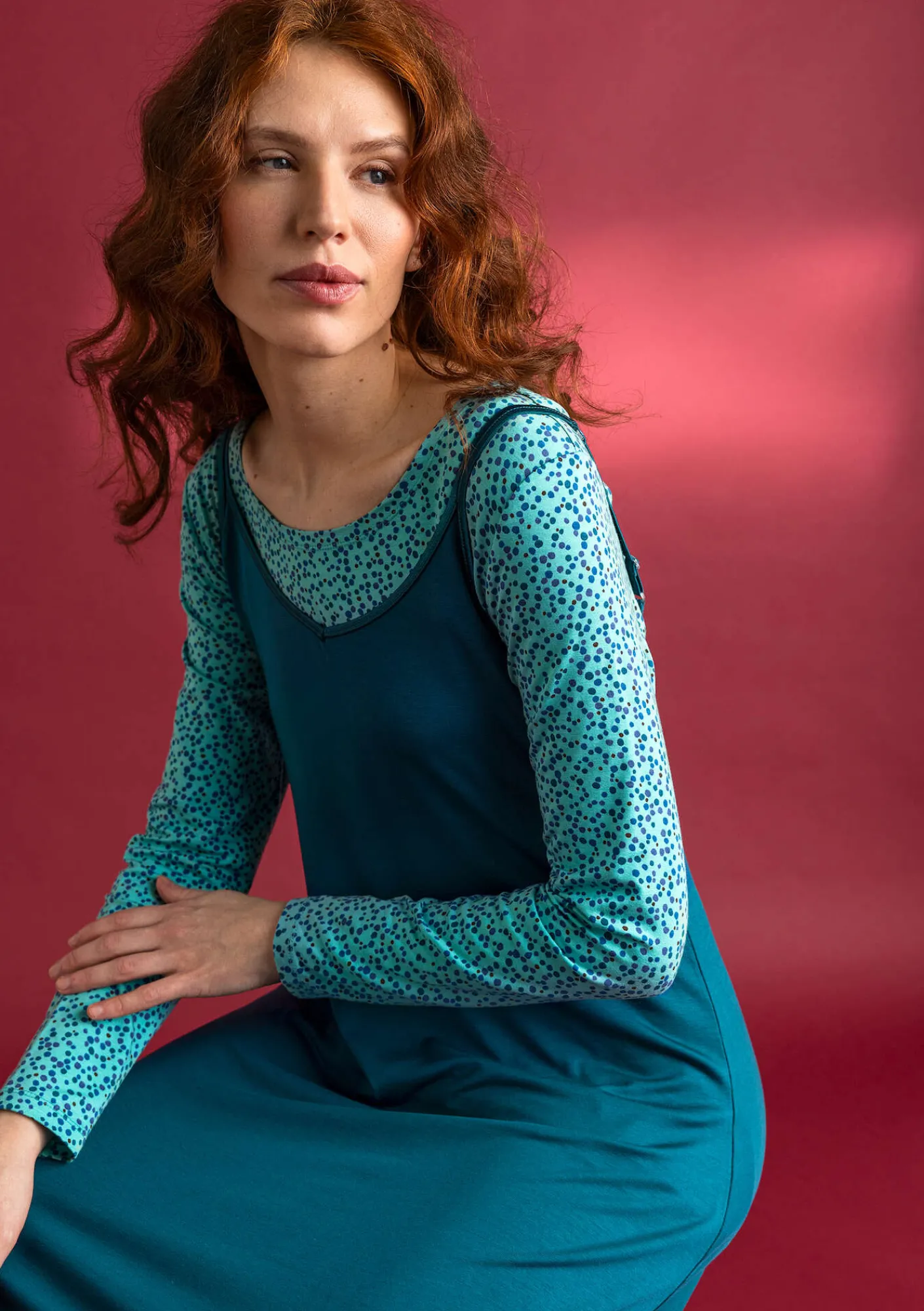 Gudrun Sjödén Kleider>Slipkleid aus Lyocell/Elasthan Dunkelpetrol
