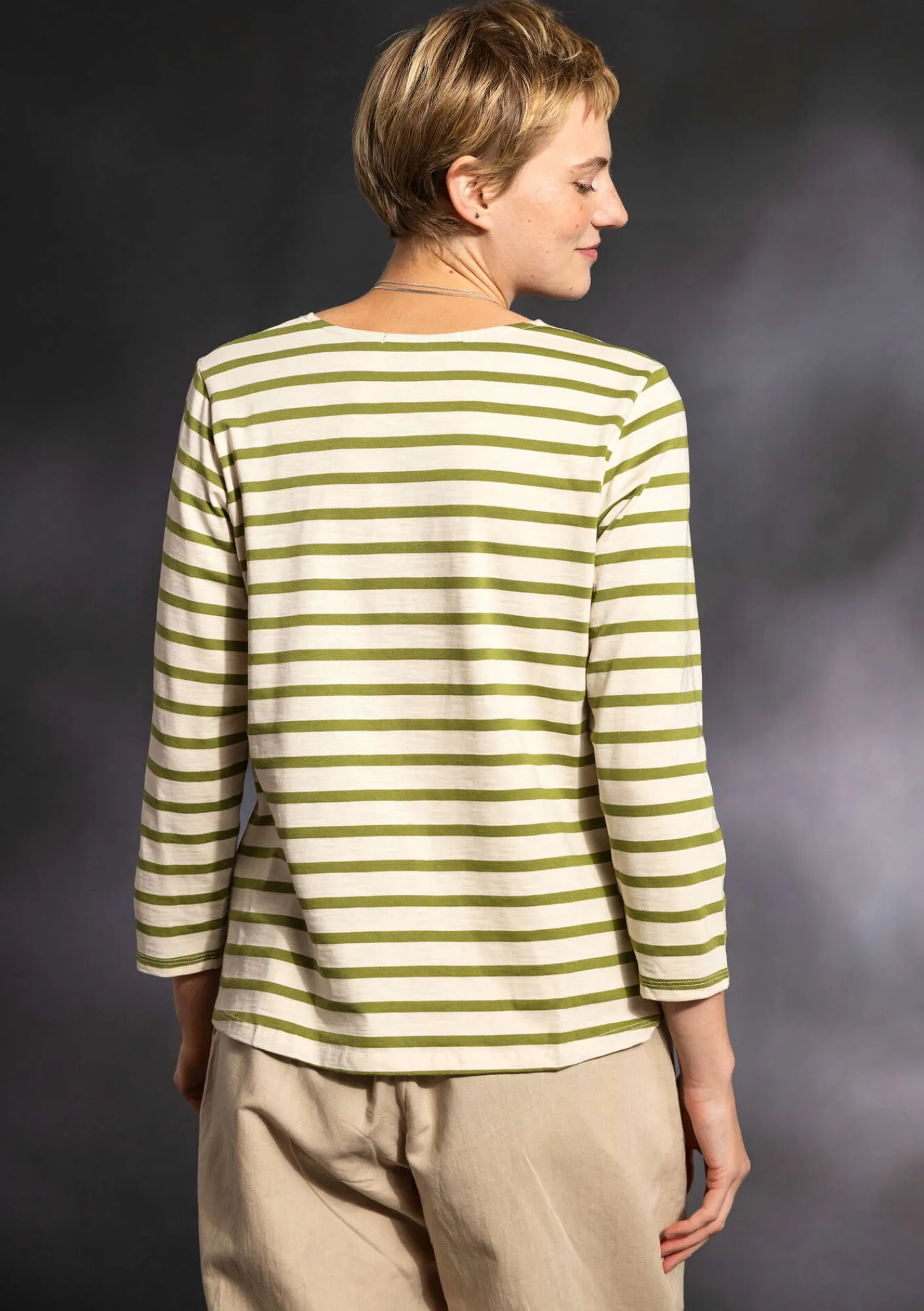 Gudrun Sjödén Pullover & Shirts>Streifenshirt aus Bio-Baumwolle/Modal Mandelmilch