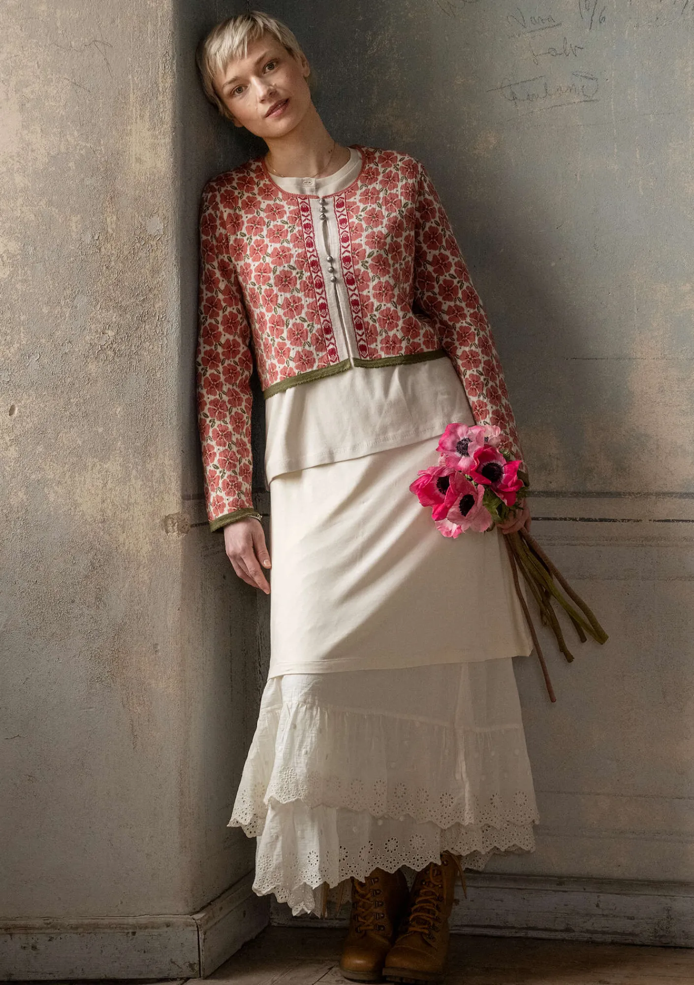 Gudrun Sjödén Strickjacken>Strickjacke „Anemone“ aus Bio-Wolle Moosbeere