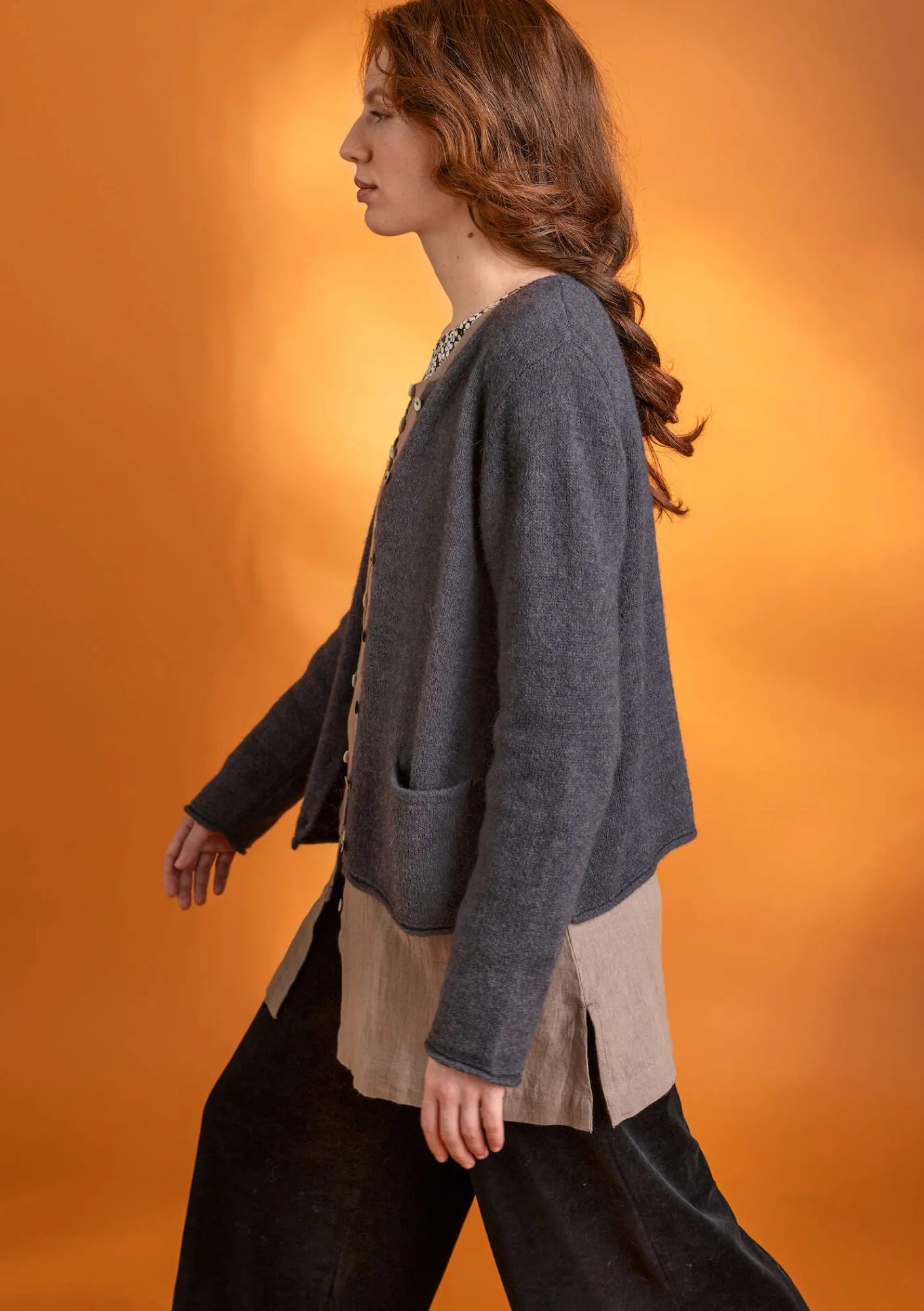 Gudrun Sjödén Strickjacken>Strickjacke aus Alpakagemisch Dunkelaschgrau-melange