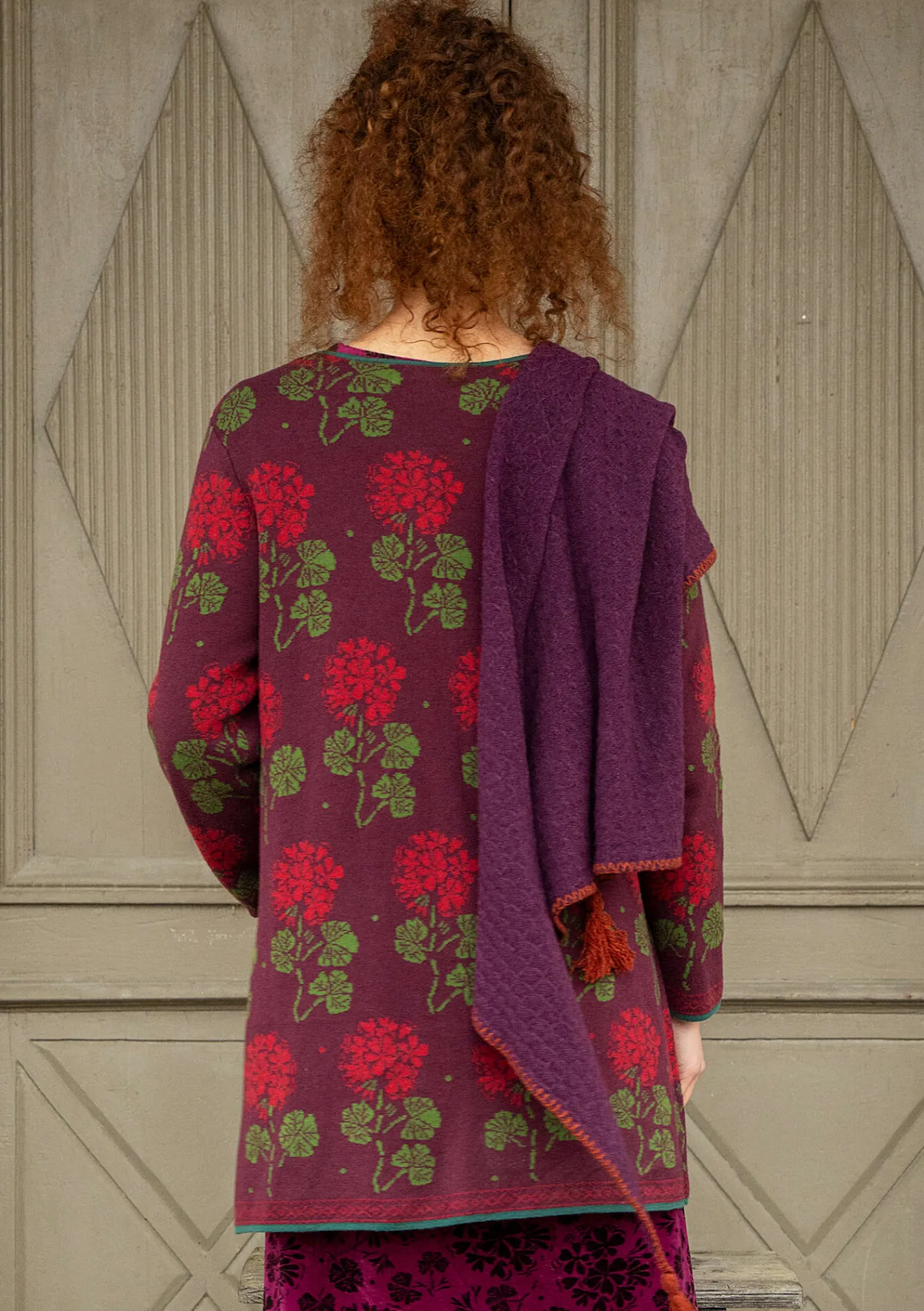 Gudrun Sjödén Strickjacken>Strickjacke „Mårbacka“ aus Bio-/Recycling-Baumwolle Aubergine