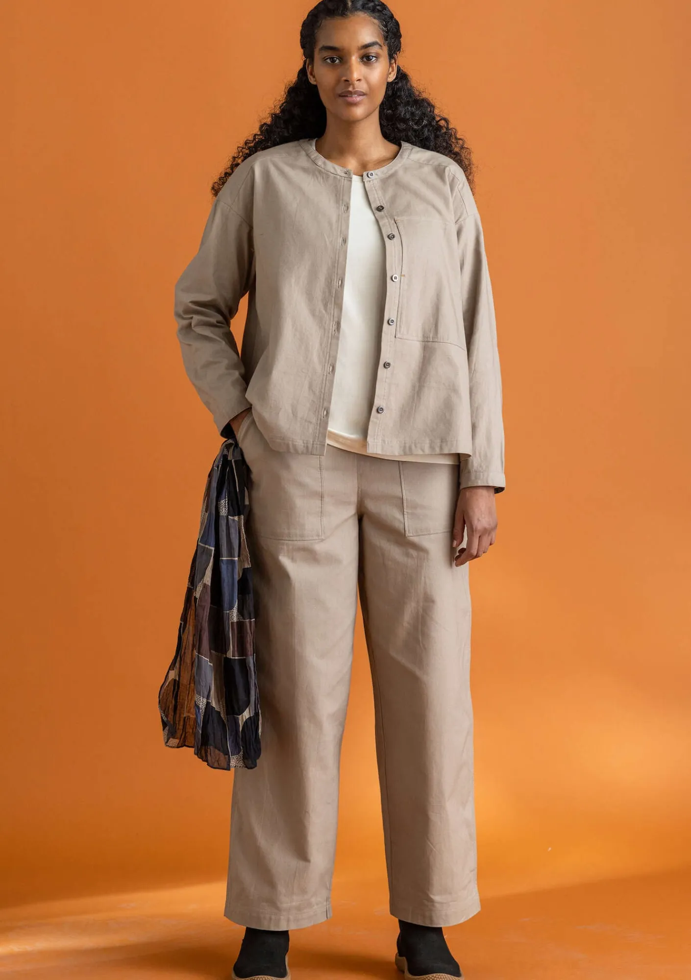 Gudrun Sjödén Hosen>Twillhose aus Bio-Baumwolle Taupe