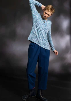 Gudrun Sjödén Hosen>Webhose aus Bio-Baumwolle/Leinen Indigoblau