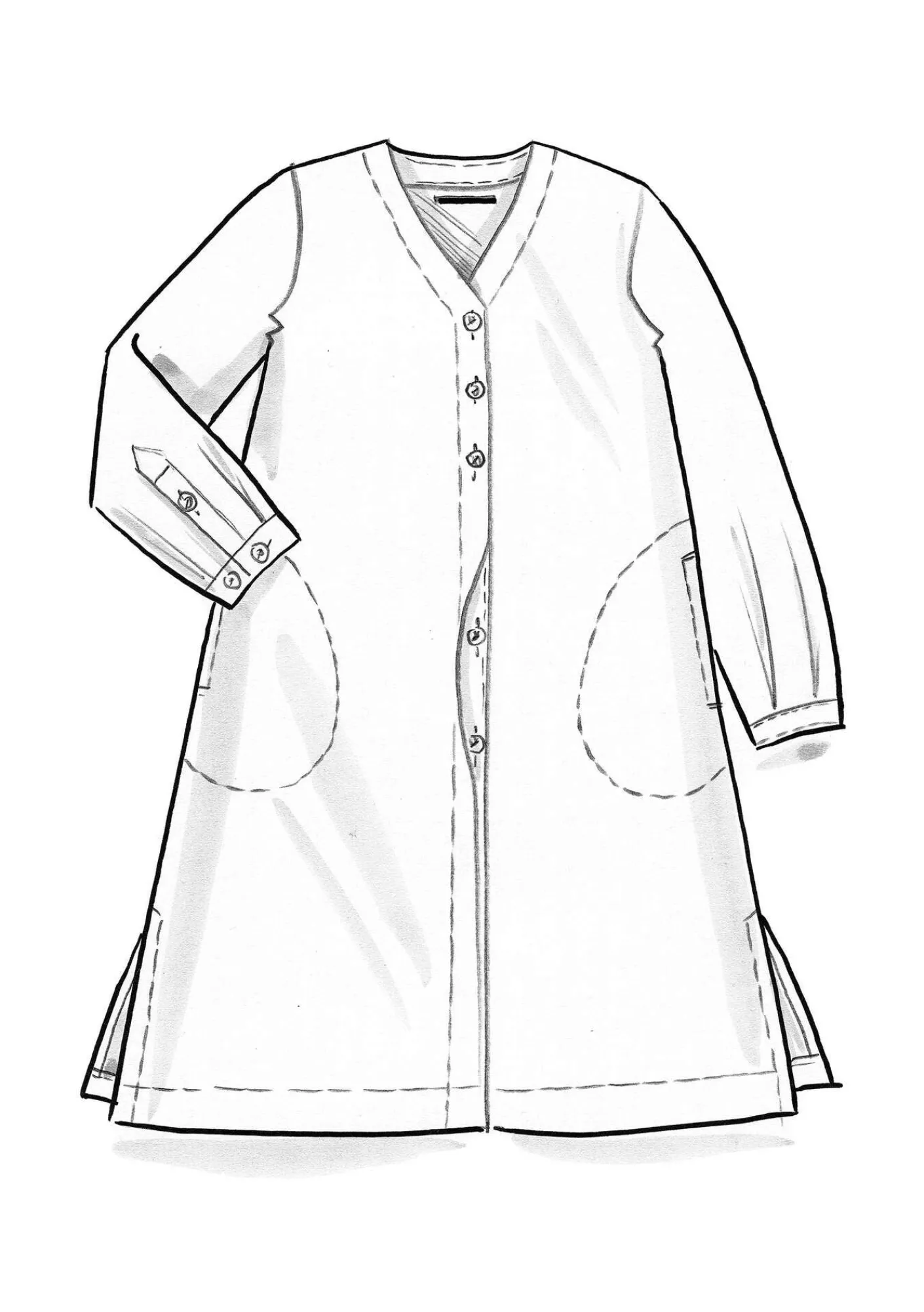Gudrun Sjödén Kleider>Webkleid aus Bio-Baumwolle/Leinen Indigoblau