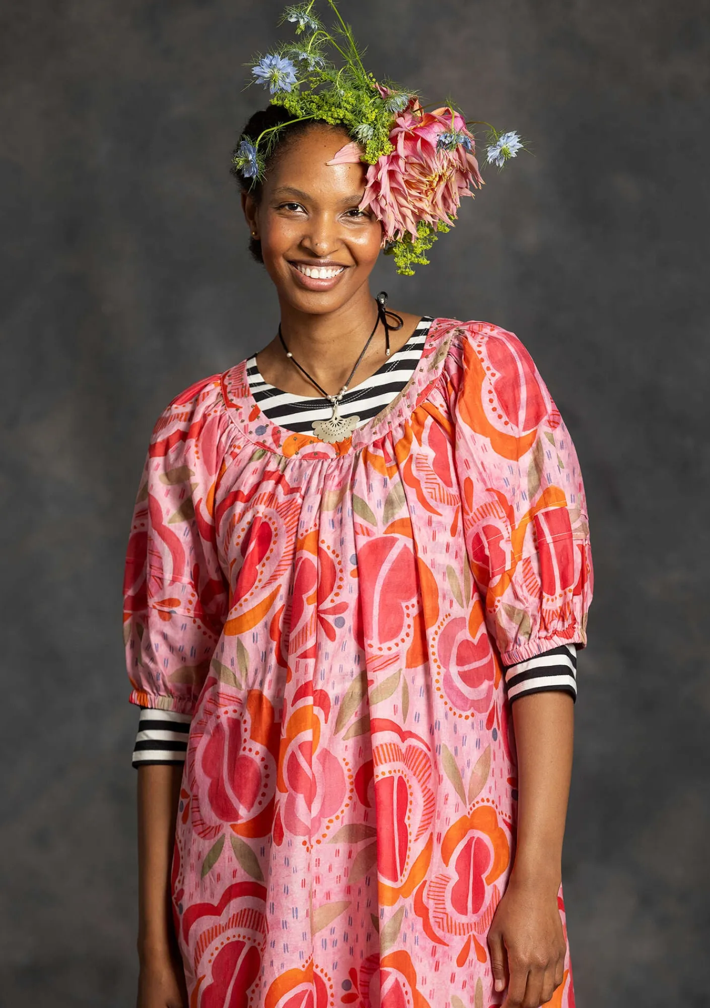 Gudrun Sjödén Kleider>Webkleid „Great Rose“ aus Bio-Baumwolle/Seide Hellpuderrosa