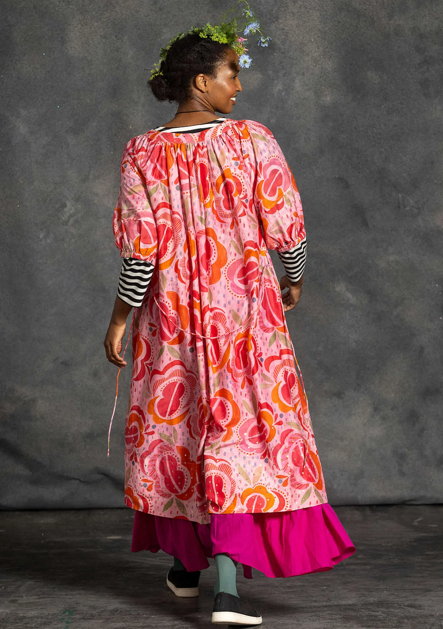 Gudrun Sjödén Kleider>Webkleid „Great Rose“ aus Bio-Baumwolle/Seide Hellpuderrosa