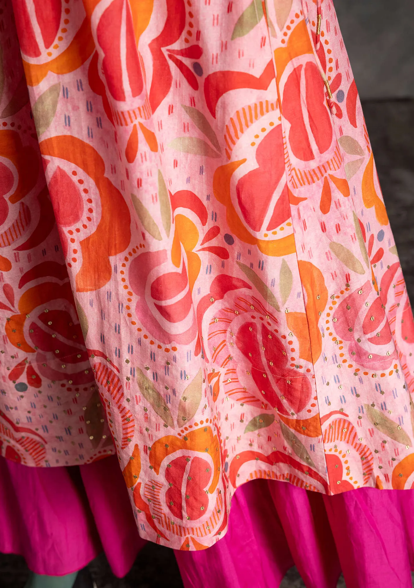 Gudrun Sjödén Kleider>Webkleid „Great Rose“ aus Bio-Baumwolle/Seide Hellpuderrosa