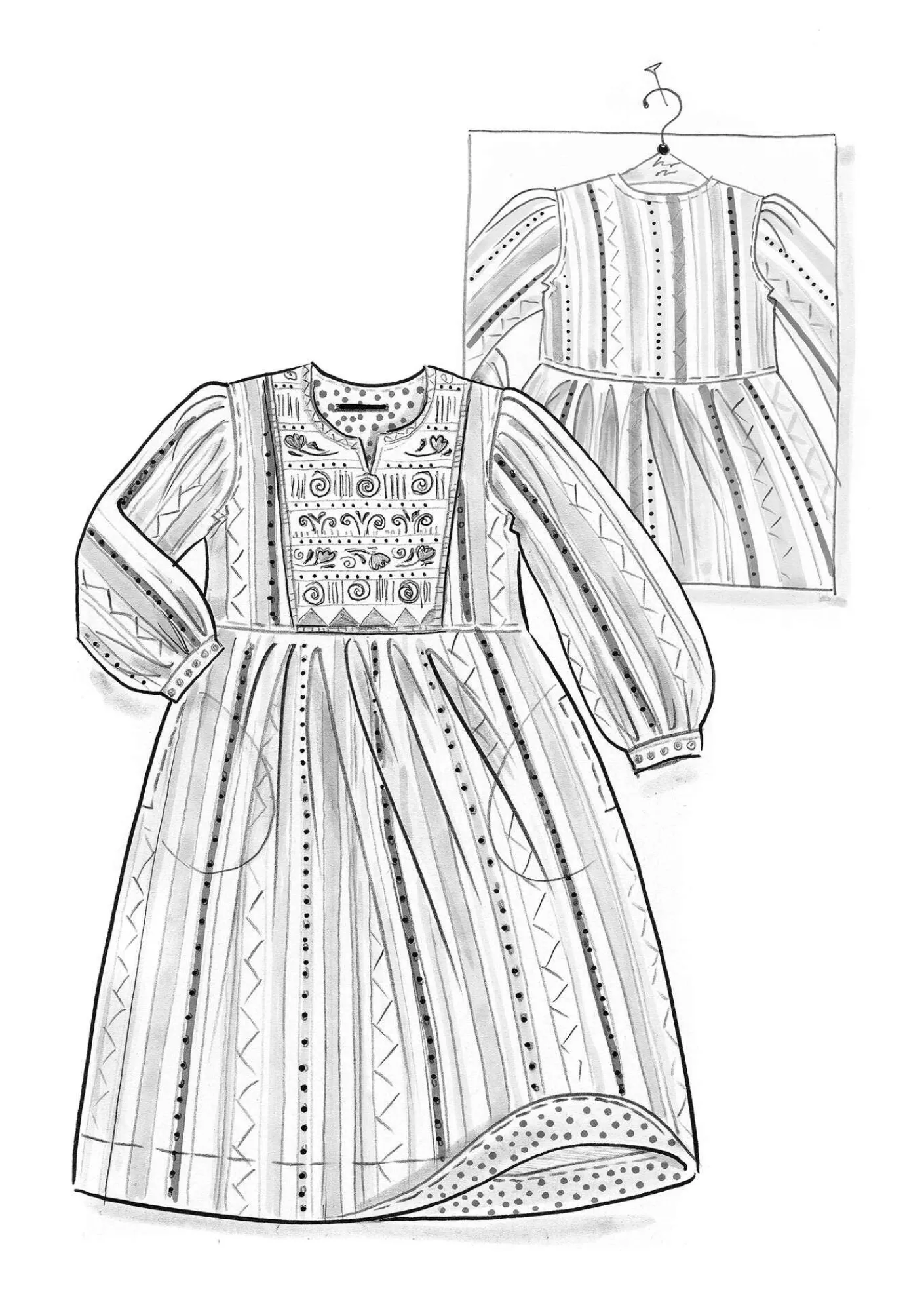 Gudrun Sjödén Kleider>Webkleid „Jaipur“ aus Wolle/Baumwolle Masala
